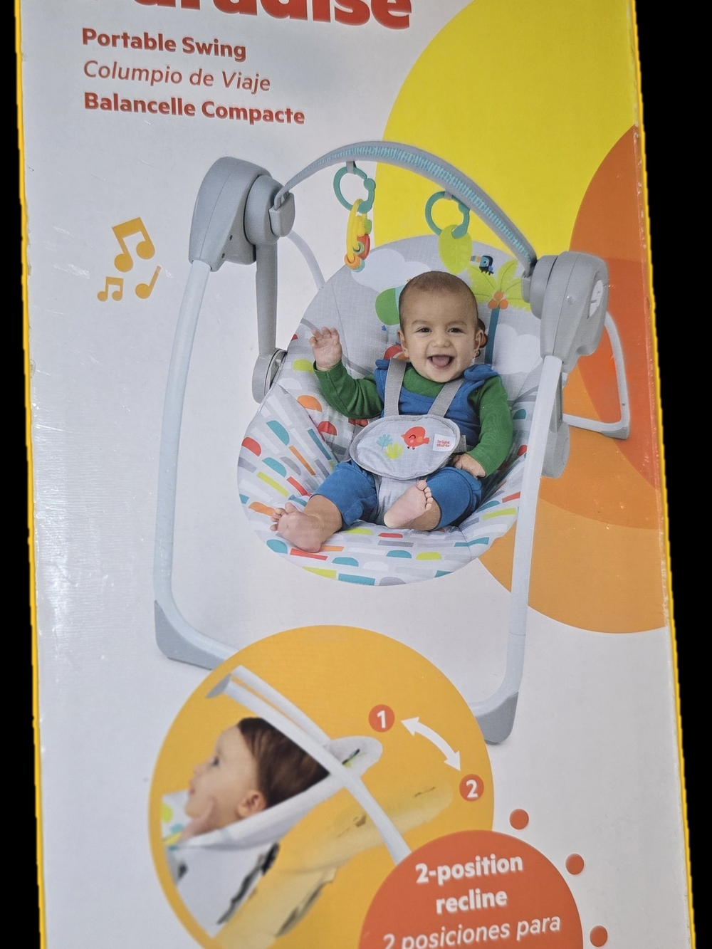 Portable Baby Swing - Multicolor Seat with Gray Frame by Paradise